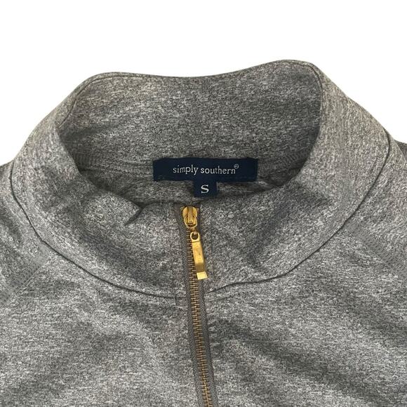 Simply Southern Full Gold Zip Athletic Jacket Thumb Gray Thumb Holes Size Small - Picture 2 of 5